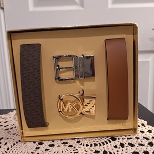 Michael Kors Dual Belt Set with Gold and Silver Buckles